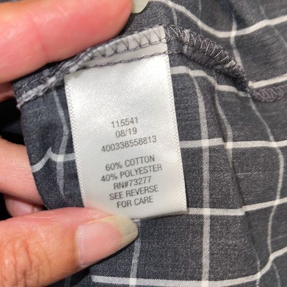 Set of 2 Croft & Barrow Mens Easy Care Plaid Button Down Shirt Gray Black XXL - Picture 7 of 9